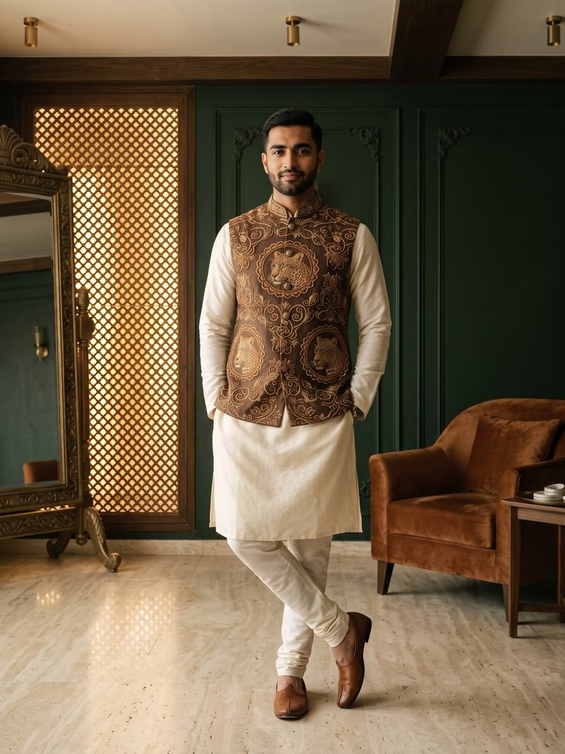 Mocha Leopard Koti Set by Movaro Atelier