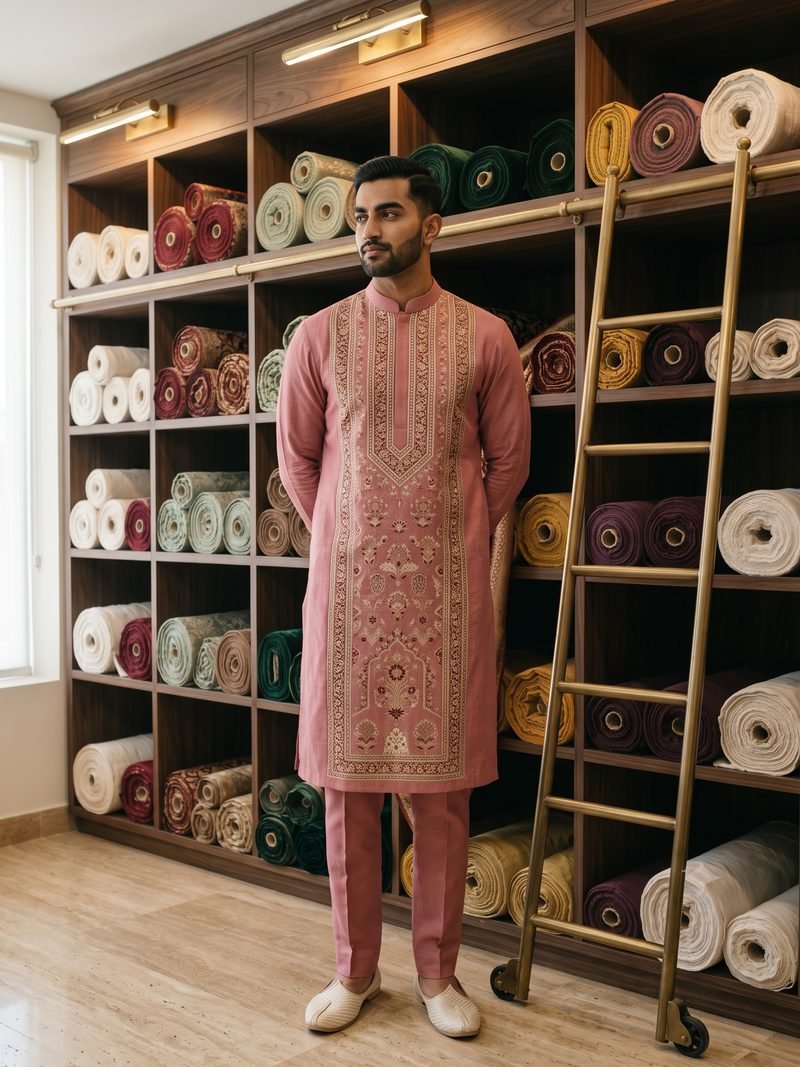 Panel-Print Kurta, Pink by Movaro Atelier