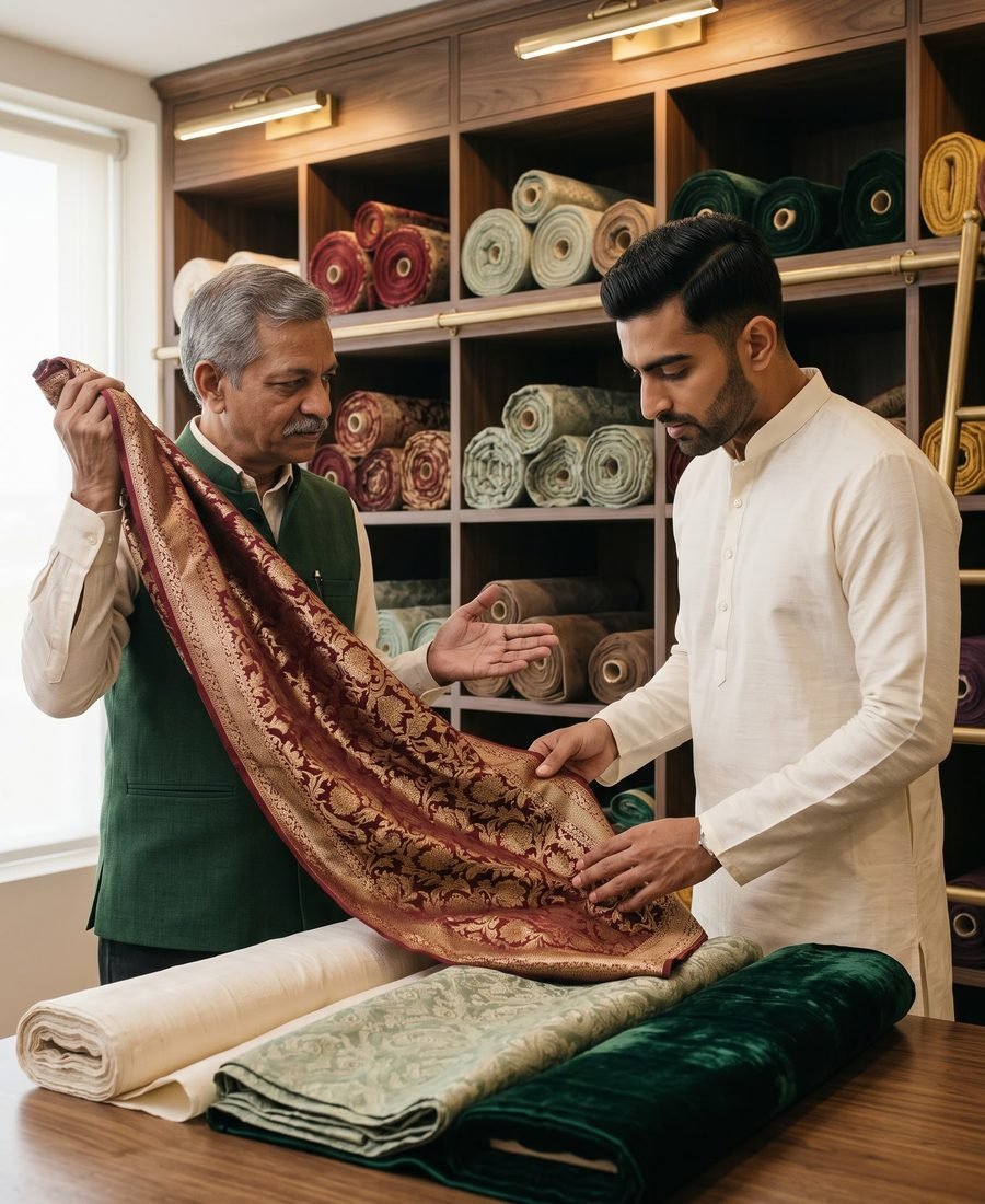 Choosing fabric with a customer