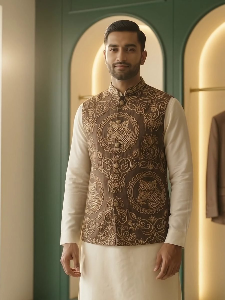 A customer in a finished Movaro Atelier outfit
